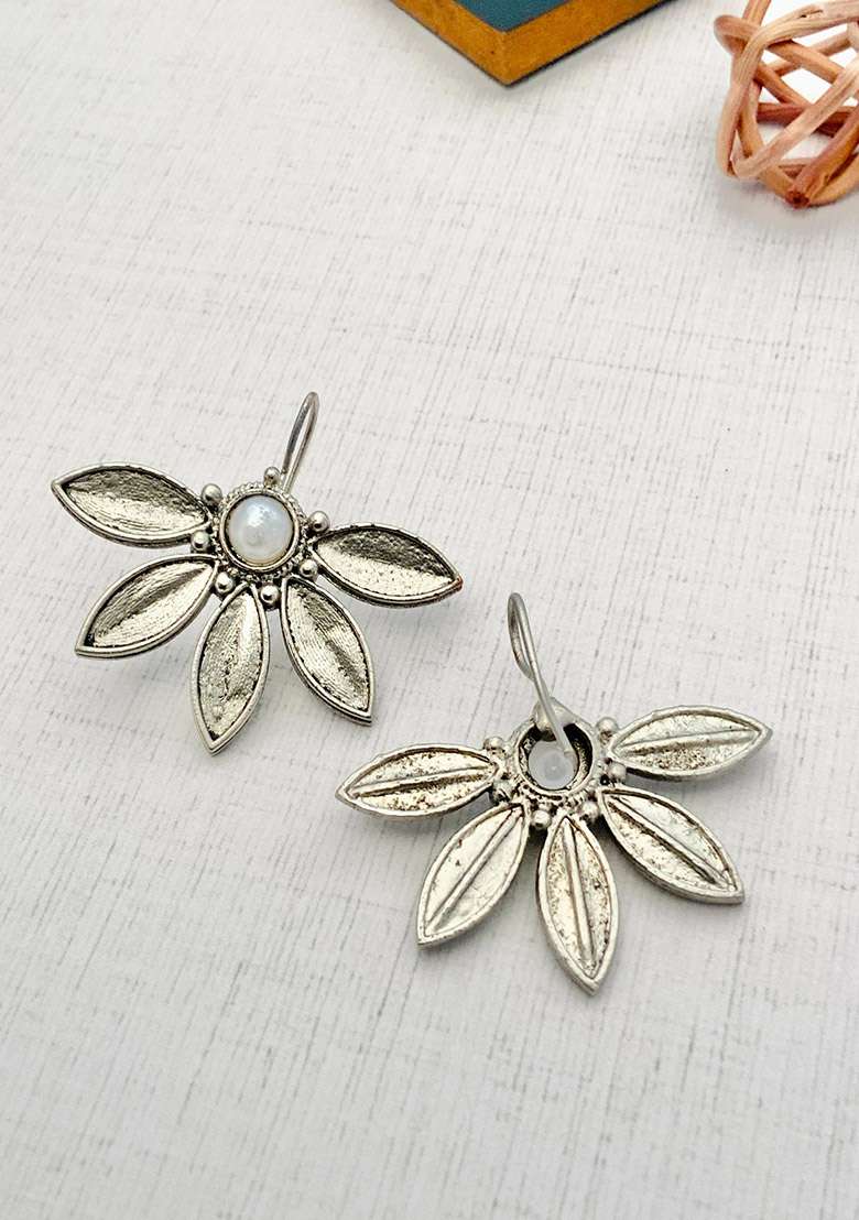 Silver Plated Cubic Zircon American Diamond Earrings - Indya