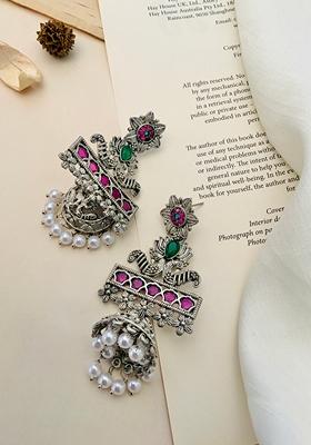 Silver Plated Cubic Zircon American Diamond Earrings