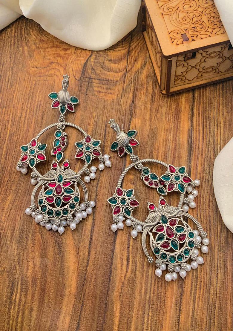 Silver Plated Cubic Zircon American Diamond Earrings