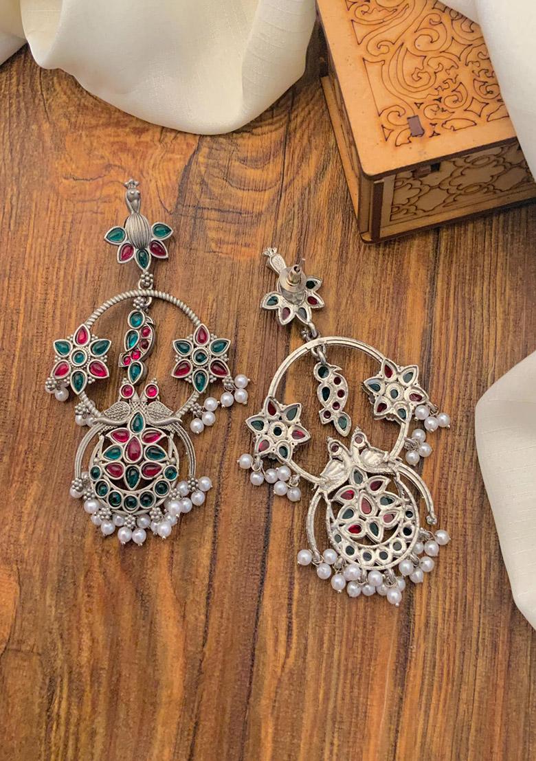 Silver Plated Cubic Zircon American Diamond Earrings