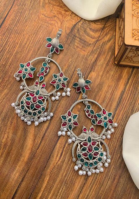 Silver Plated Cubic Zircon American Diamond Earrings