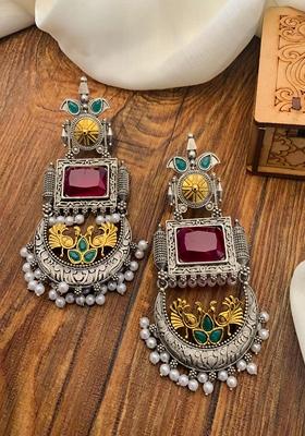 Silver Plated Cubic Zircon American Diamond Earrings