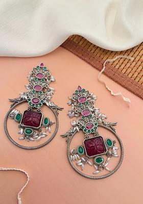 Silver Plated Cubic Zircon American Diamond Earrings