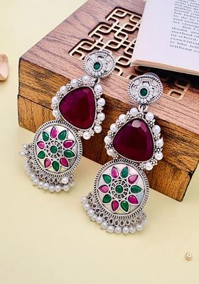 Silver Plated Cubic Zircon American Diamond Earrings