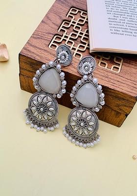 Silver Plated Cubic Zircon American Diamond Earrings