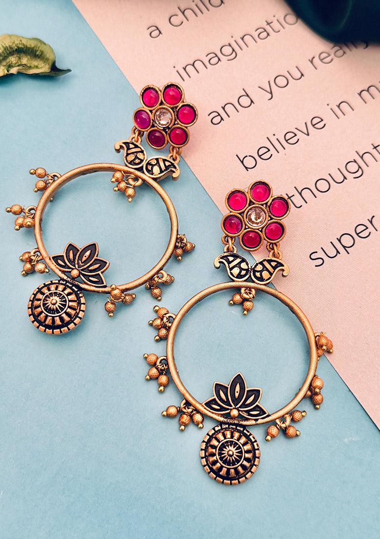 Gold Plated Cubic Zircon American Diamond Earrings - Indya