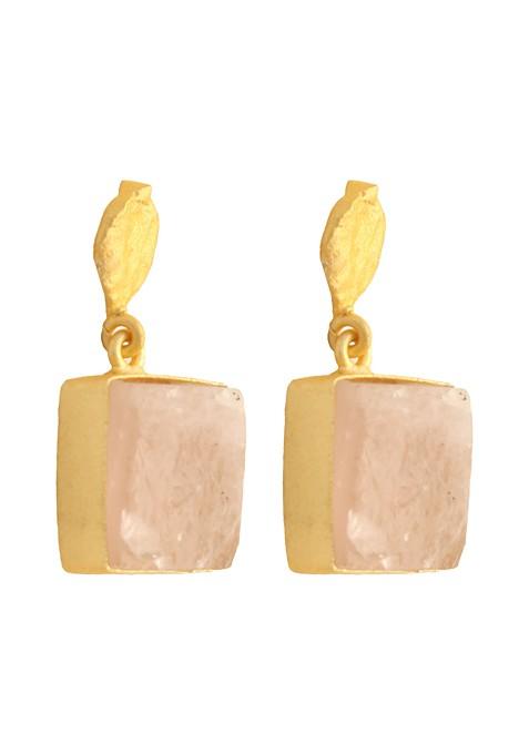 Pink Rose Quartz Stone Earrings