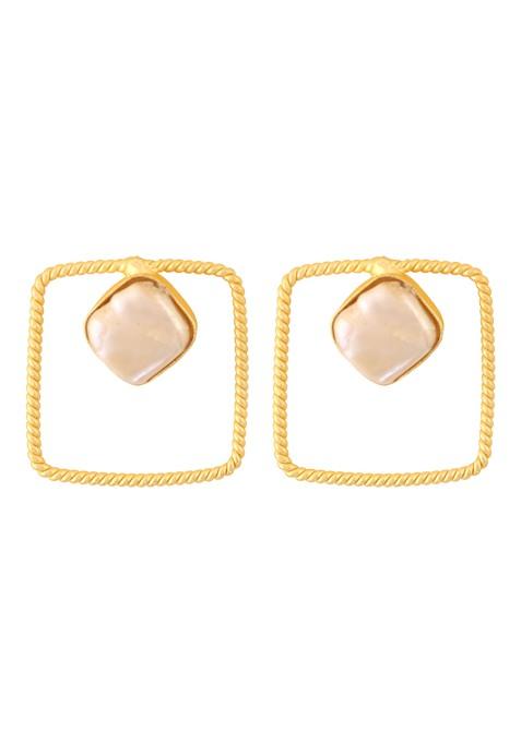 Golden Baroque Pearl Earrings