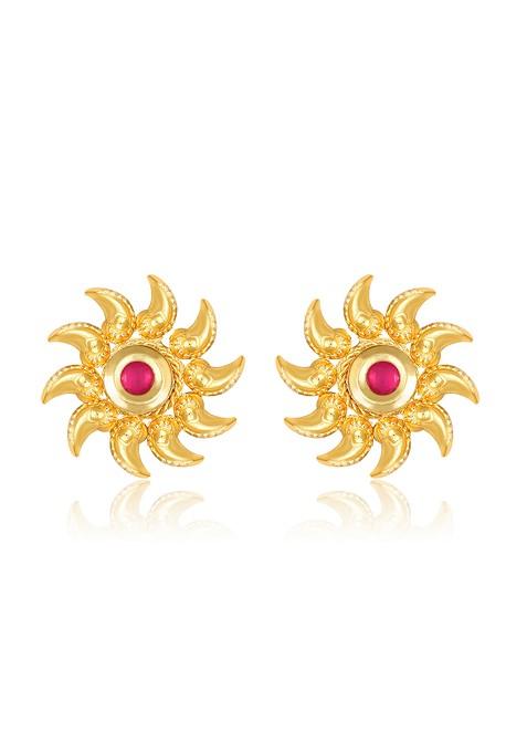 Red Red Stone Stud Earrings