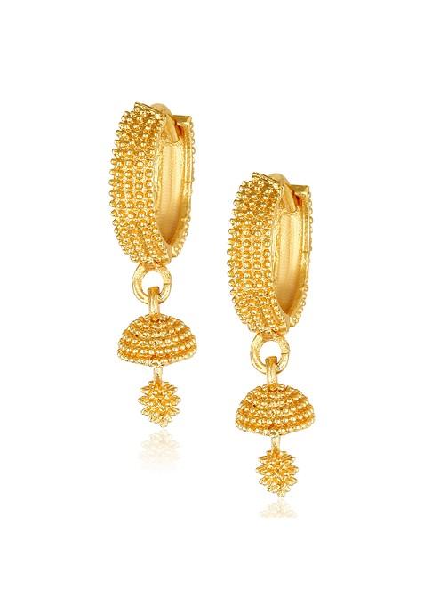 Gold Plated Alloy Drop Bali Earrings