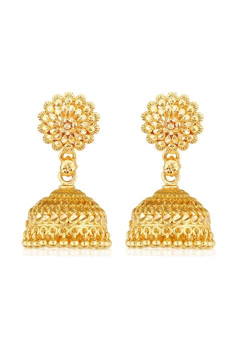 Gold Plated Alloy Jhumka Earrings