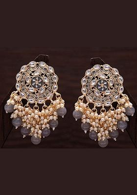 Gold Plated Traditional Handcrafted Meenakari Kundan And Pearl Studded Earrings