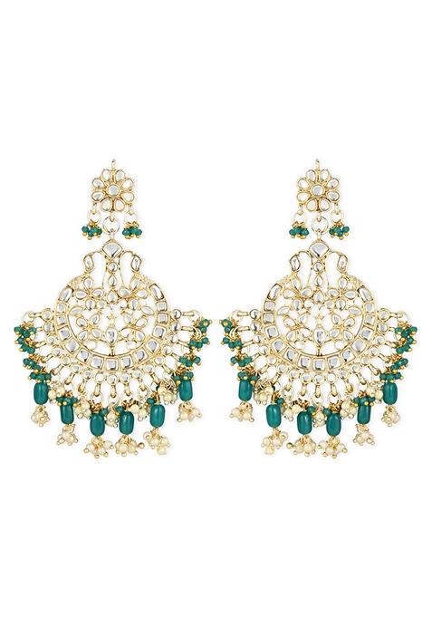 Gold Plated Traditional Handcrafted Pearl Kundan Beaded Earrings