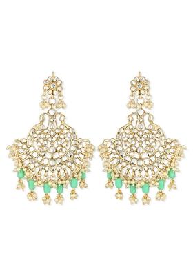 Gold Plated Traditional Handcrafted Pearl Kundan Beaded Earrings