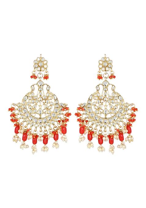 Gold Plated Traditional Handcrafted Pearl Kundan Beaded Earrings