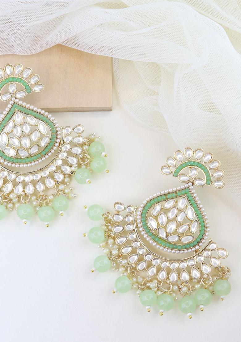 Gold Plated Traditional Handcrafted Kundan Earrings Adorned With Pearl