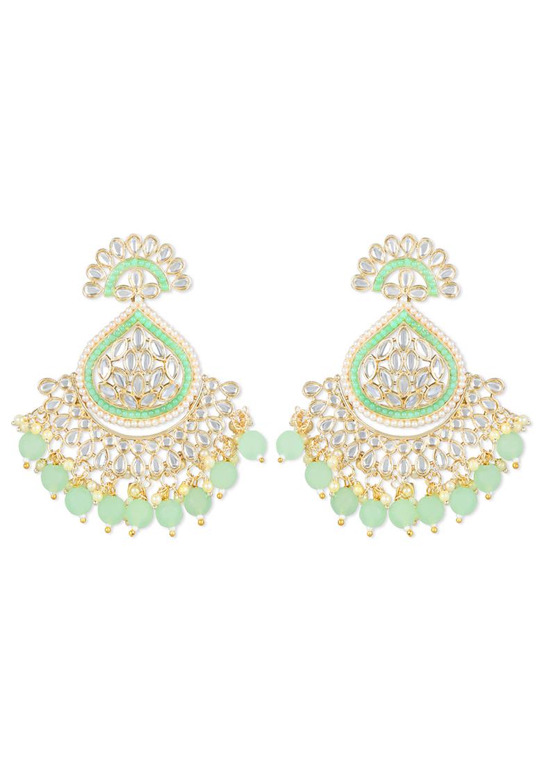 Gold Plated Traditional Handcrafted Kundan Earrings Adorned With Pearl