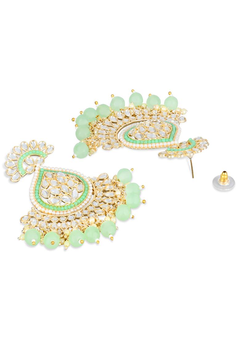 Gold Plated Traditional Handcrafted Kundan Earrings Adorned With Pearl