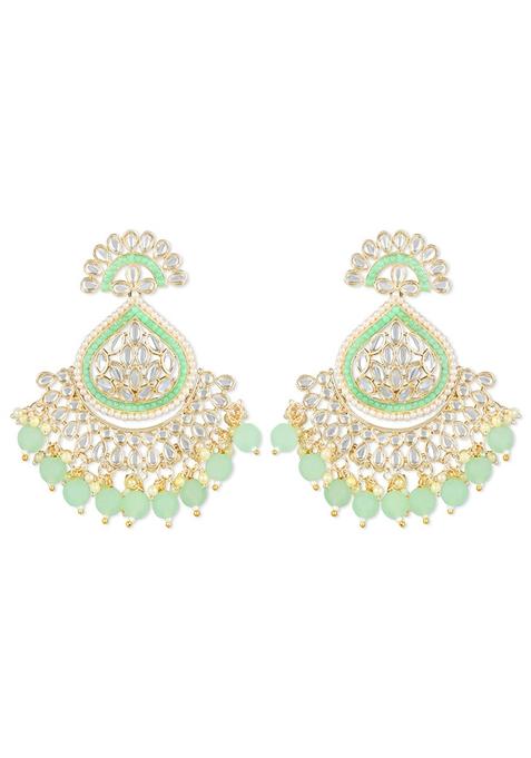 Gold Plated Traditional Handcrafted Kundan Earrings Adorned With Pearl