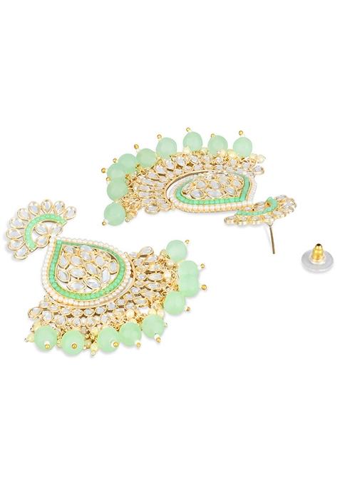 Gold Plated Traditional Handcrafted Kundan Earrings Adorned With Pearl