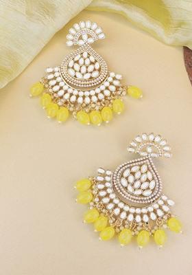 Gold Plated Traditional Handcrafted Pearl Kundan Beaded Earrings