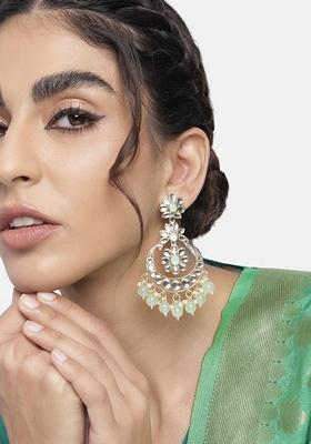 Gold Plated Traditional Handcrafted Kundan Earrings Adorned With Pearl