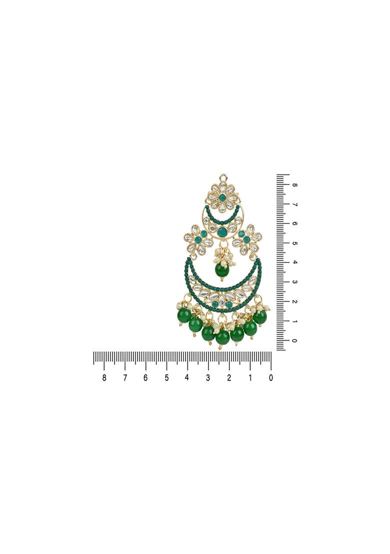 Green Gold Plated Traditional Handcrafted Pearl Kundan Beaded Earrings