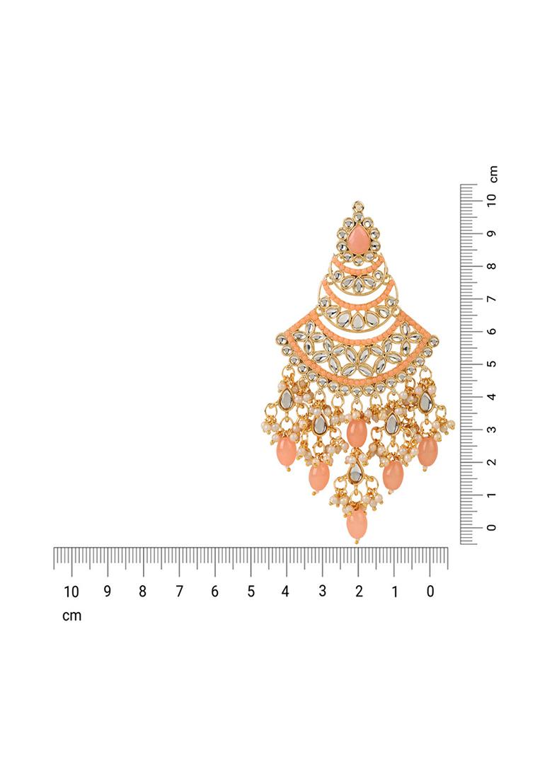 Gold Plated Traditional Handcrafted Pearl Kundan Beaded Chandbali Earrings