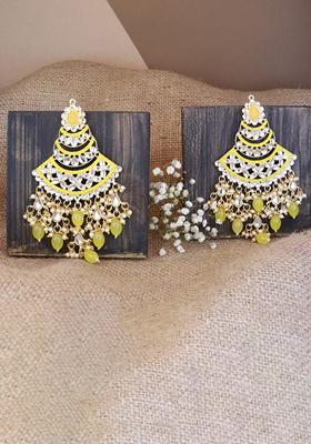 Gold Plated Traditional Handcrafted Pearl Kundan Beaded Chandbali Earrings