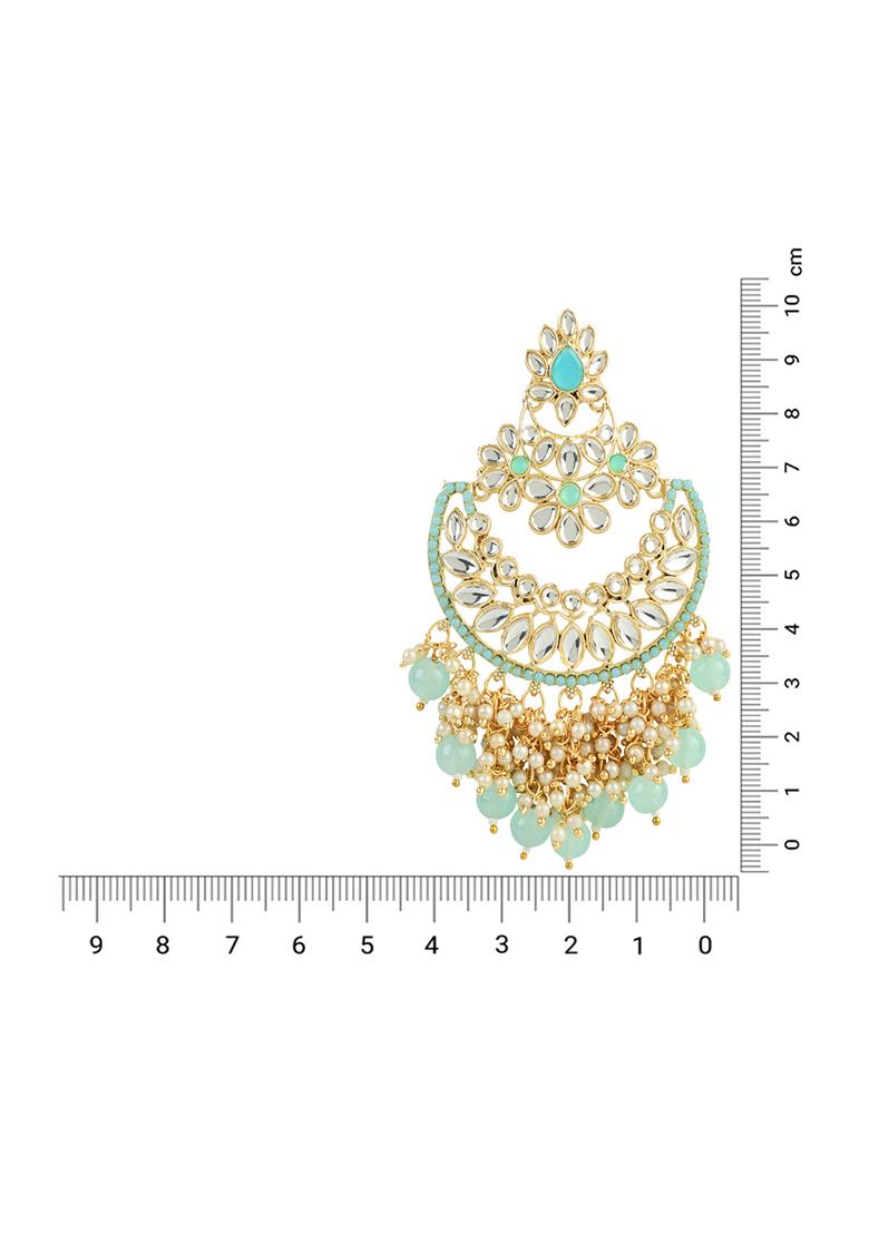 Gold Plated Traditional Pearl Kundan Beaded Chandbali Earrings