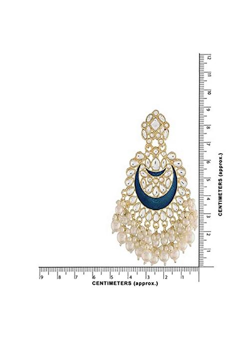 Gold Plated Traditional Meenakari Chandbali Earrings Gilded With Kundan And Pearl