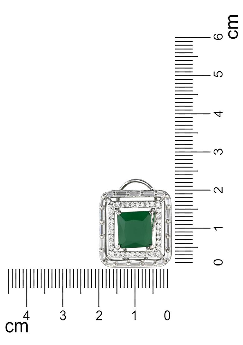 Silver Plated Glittering Crystal Ad Stone Studs Earrings