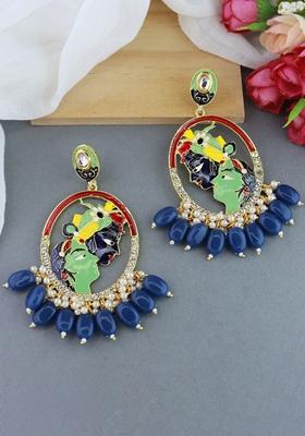 Gold Plated Traditional Kundan And Stone Studded Chandbali Earrings