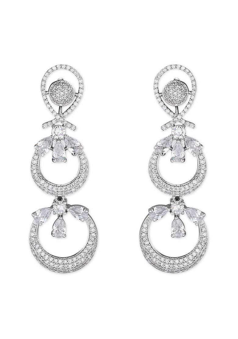 Rose Gold Plated Glittering Crystal Ad Stone Studded Earrings