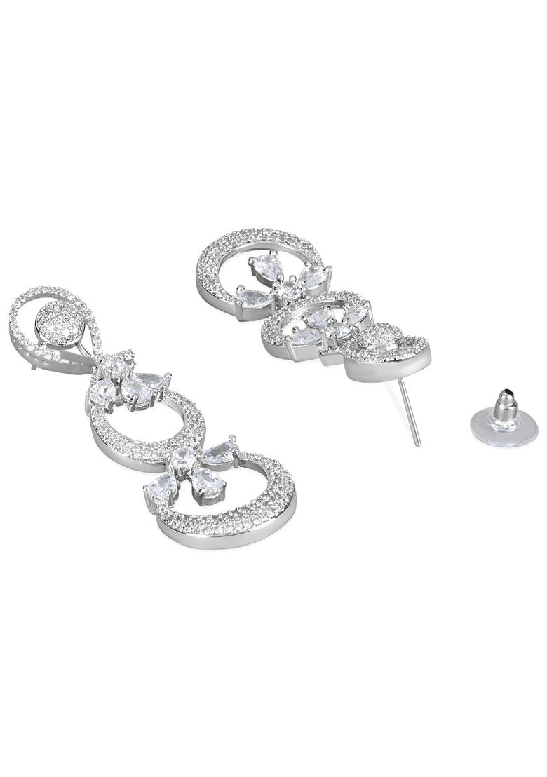 Rose Gold Plated Glittering Crystal Ad Stone Studded Earrings