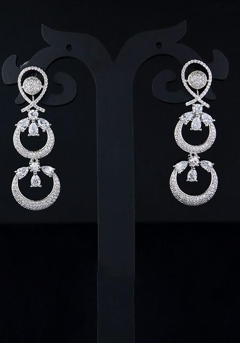 Rose Gold Plated Glittering Crystal Ad Stone Studded Earrings
