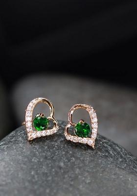 Rose Gold Plated Heart Shaped Stud Earrings