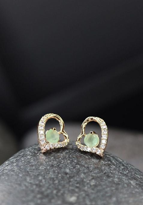 Rose Gold Plated Heart Shaped Stud Earrings