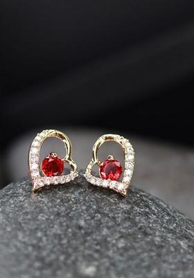 Rose Gold Plated Heart Shaped Studs Earrings