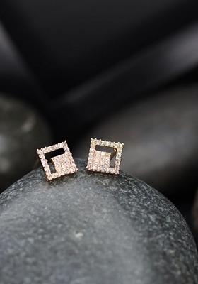 Rose Gold Plated Square Studs Earrings