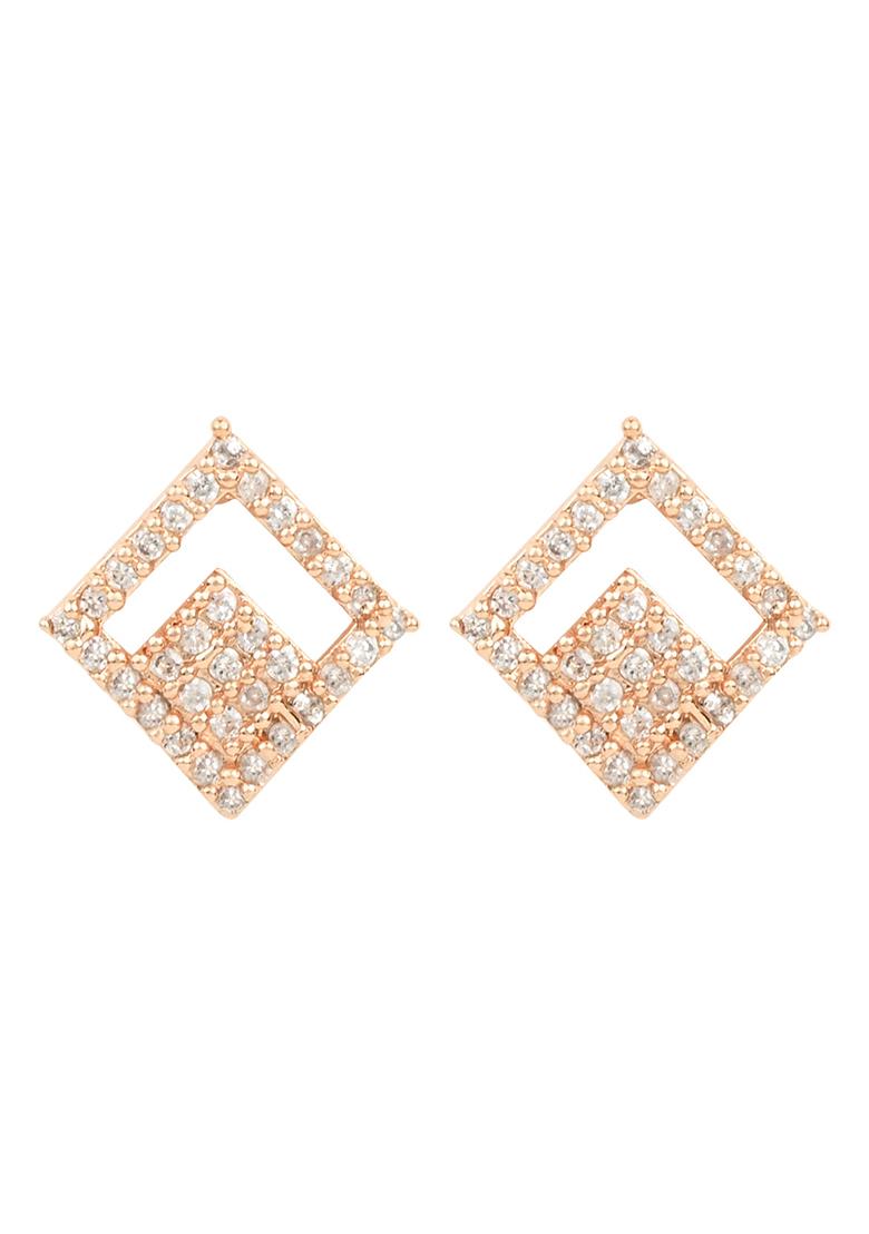 Rose Gold Plated Square Studs Earrings