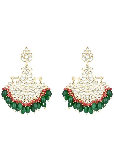 Gold Plated Traditional Kundan Pearl Chandbali Earrings