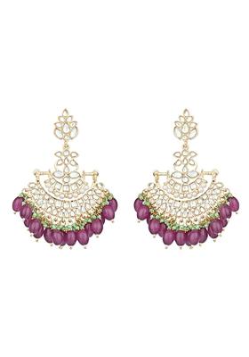 Gold Plated Traditional Kundan Pearl Chandbali Earrings