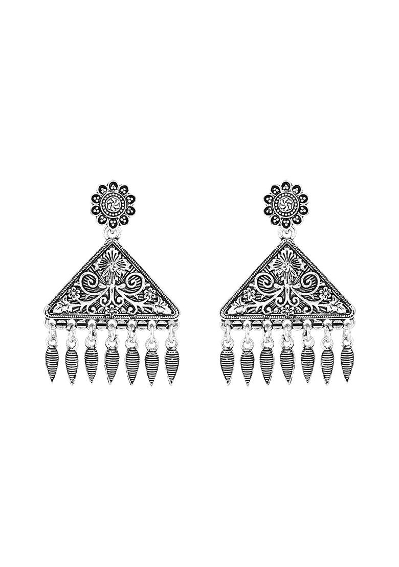 Navratri Ethnic Silver Oxidized Afghani Style Trending Earrings