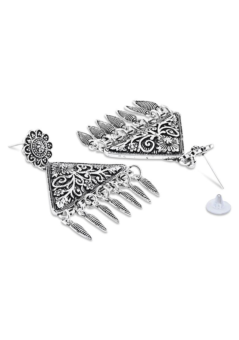 Navratri Ethnic Silver Oxidized Afghani Style Trending Earrings