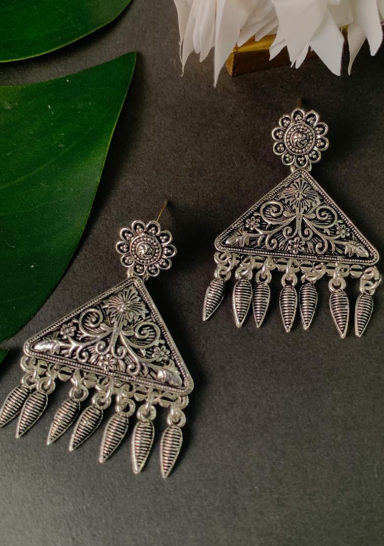 Navratri Ethnic Silver Oxidized Afghani Style Trending Earrings
