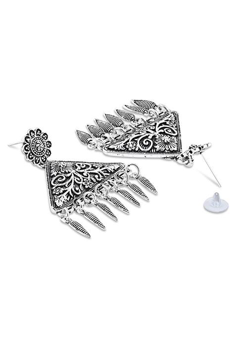 Navratri Ethnic Silver Oxidized Afghani Style Trending Earrings