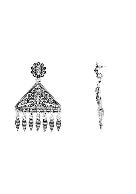 Navratri Ethnic Silver Oxidized Afghani Style Trending Earrings