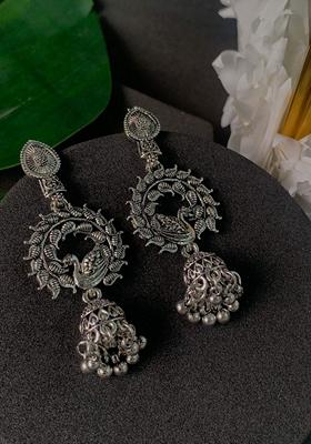 Navratri Ethnic Silver Oxidised Afghani Style Trending Earrings