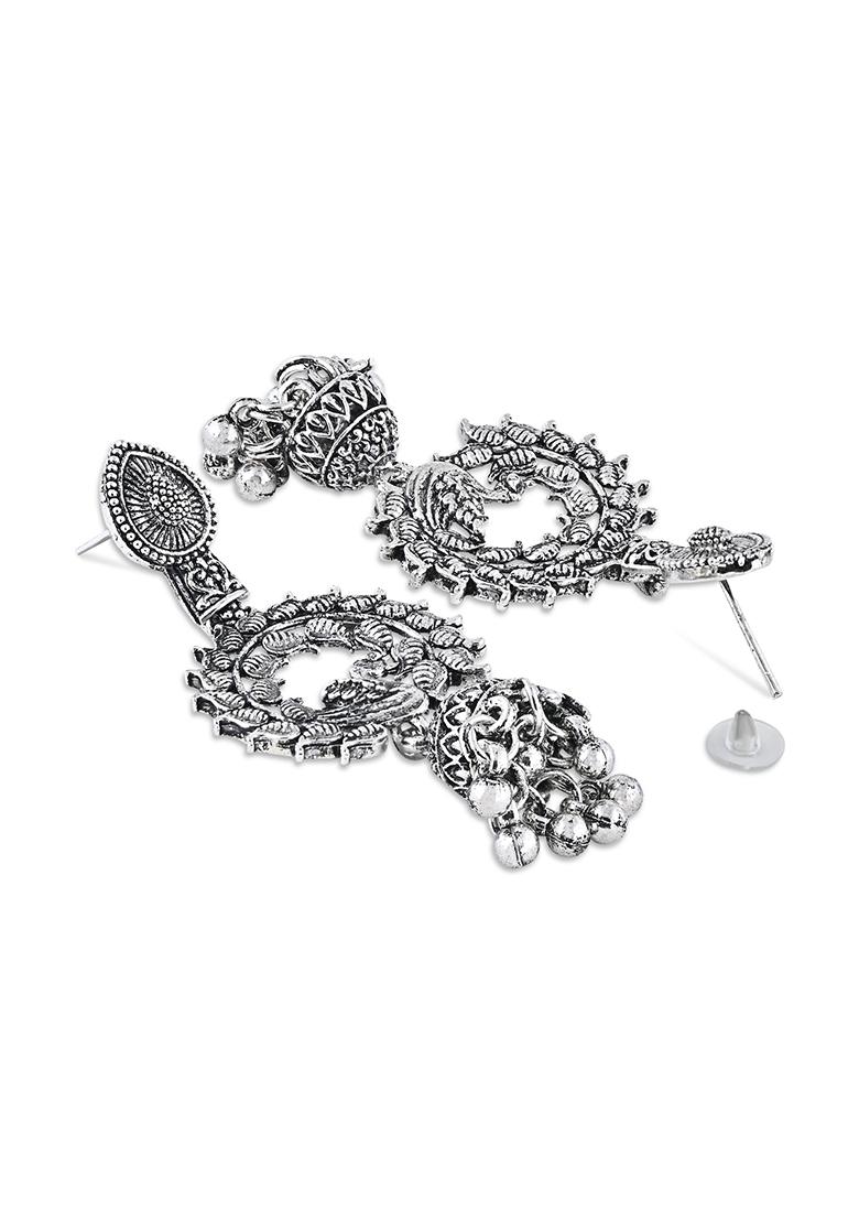 Navratri Ethnic Silver Oxidised Afghani Style Trending Earrings